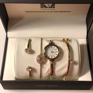 Anne Klein Swarovski Crystal Gold-Tone Set